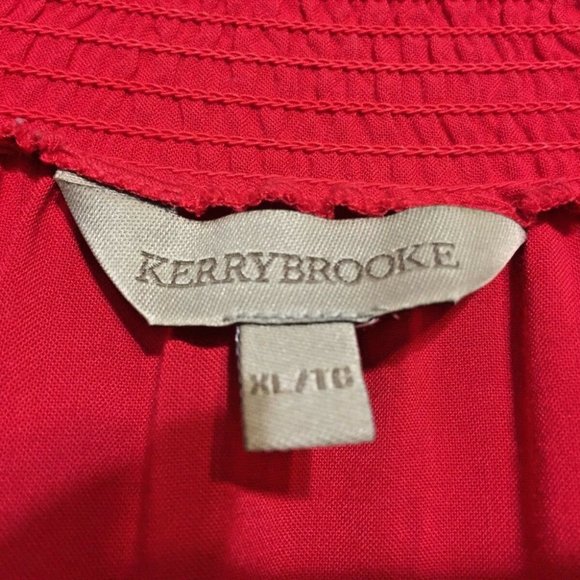 Beautiful!  KERRYBROOKE ~ Woman Red Rayon 3/4 Sleeves 8 Buttons Tunic/Top~Sz.XL - Picture 6 of 7